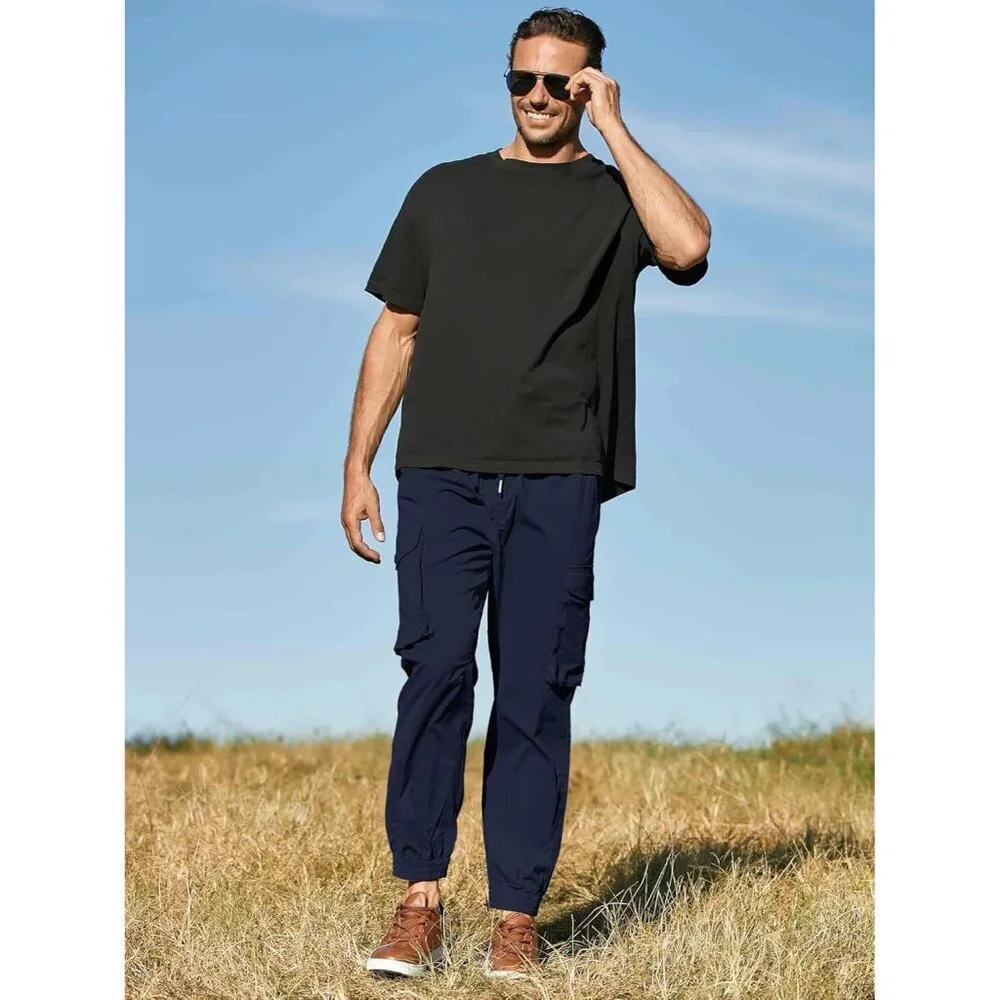 Men's Casual Cargo Joggers Pants Stretch Elastic Waist Drawstring Tapered Sweatp